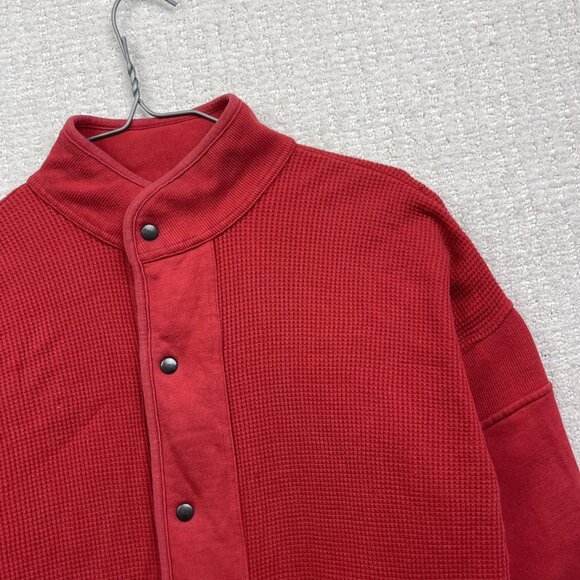 Vintage Yves Saint Laurent Menswear Waffle Knit Button Up Jacket Sz L Fire Red - Picture 3 of 14